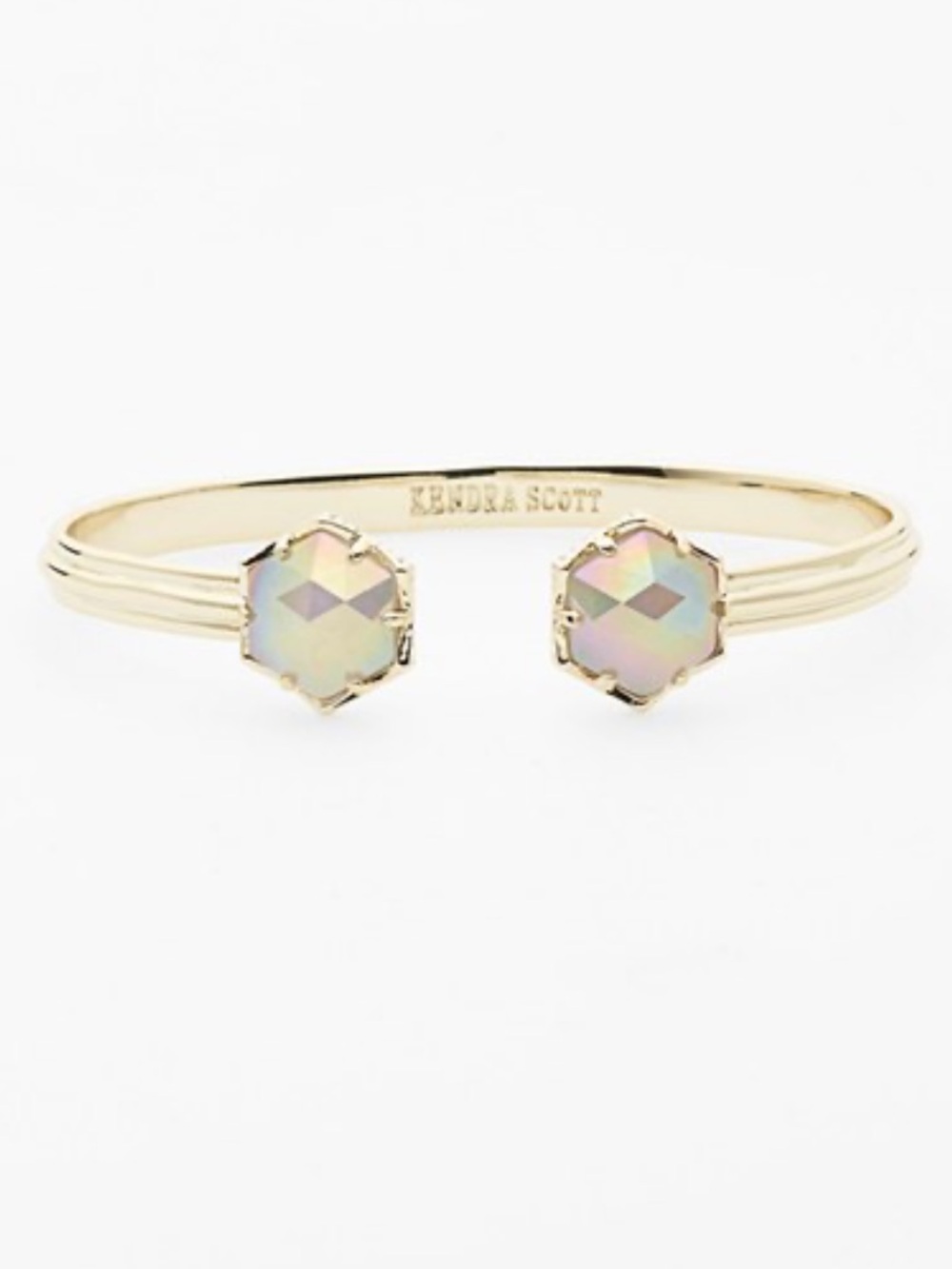NWT Kendra Scott Arden Gold Cuff Bracelet with Iridescent Dichroic Stone
